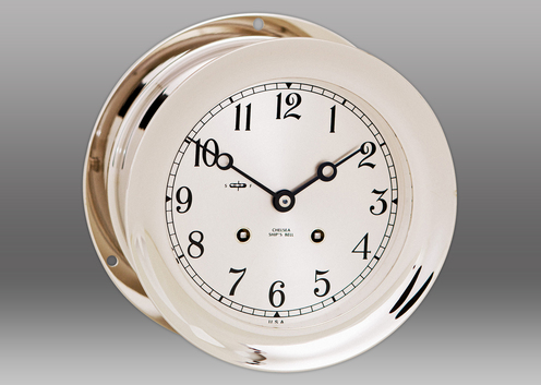 6 inch dial Chelsea Ship's Bell clock in Nickel